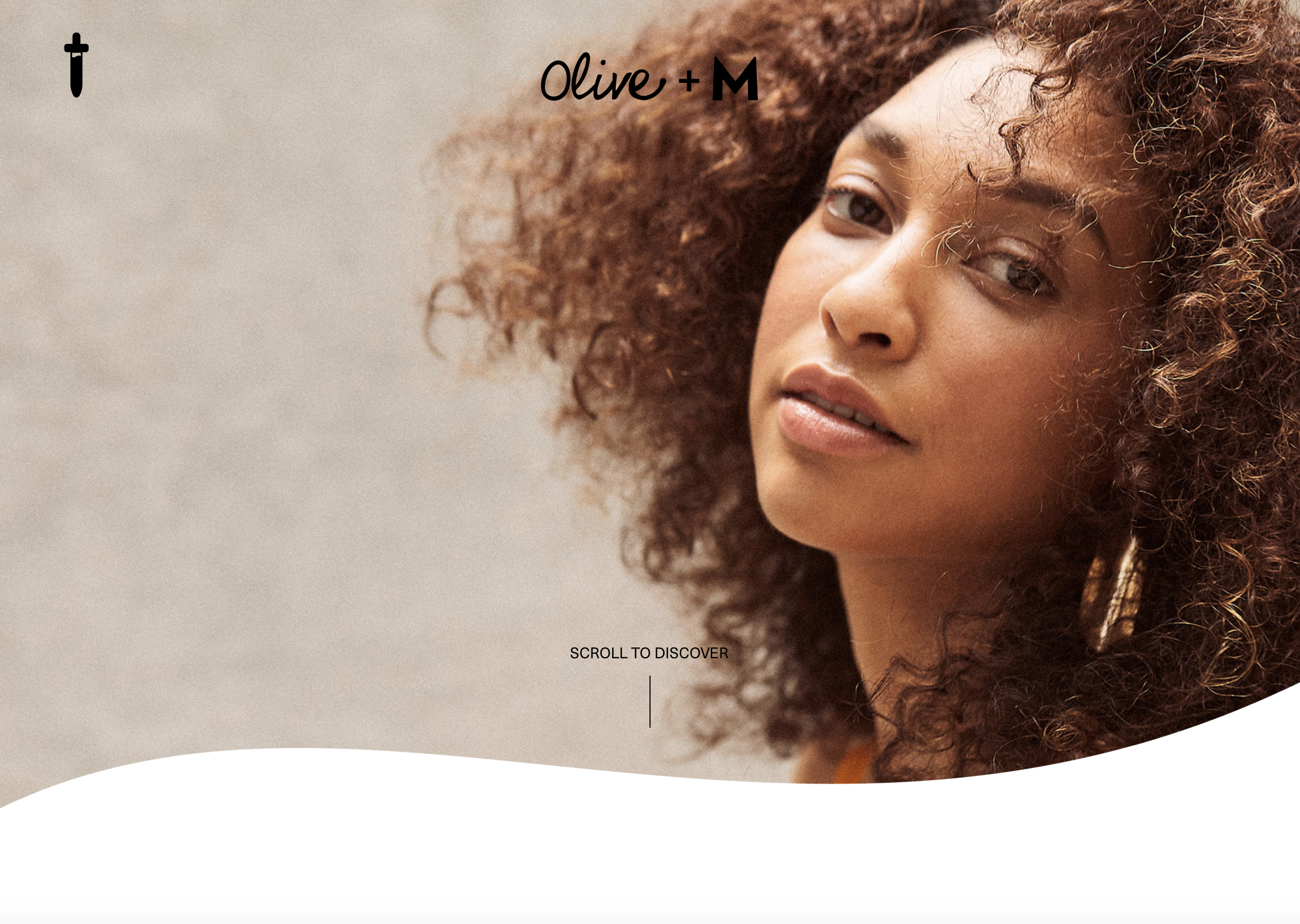 Screenshot of the Olive + M website