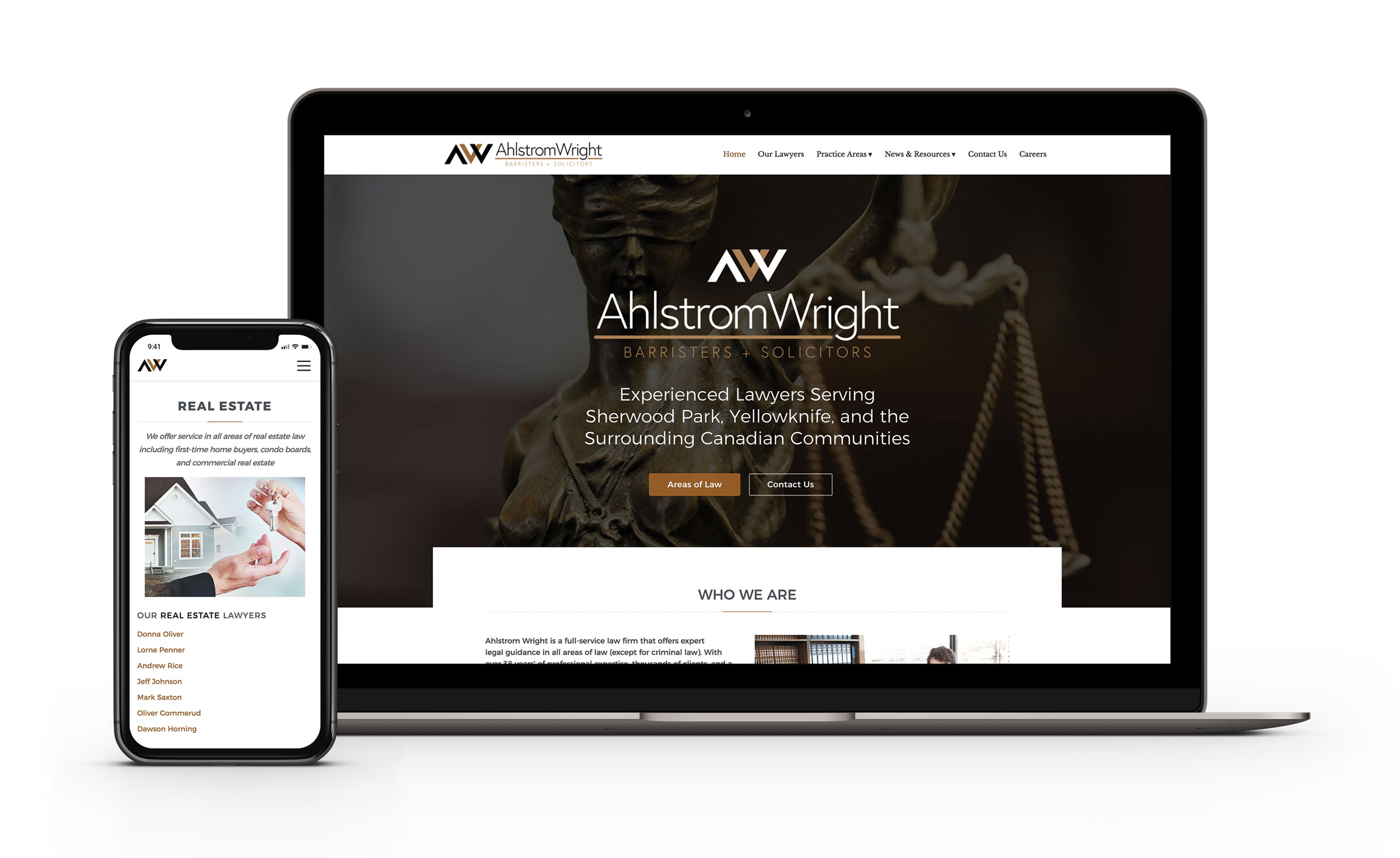 Screenshot of the Ahlstrom Wright, Law Firm - Branding & Website Redesign website