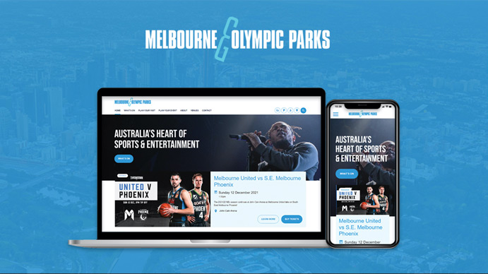 Screenshot of the Melbourne & Olympic Parks website design & development website
